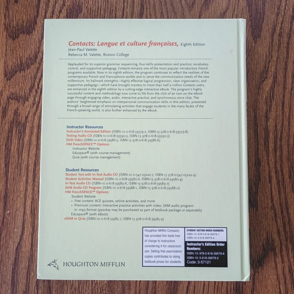 Contacts by Valette Jean-Paul Instructors Annotated Edition 2009 Hardcover
